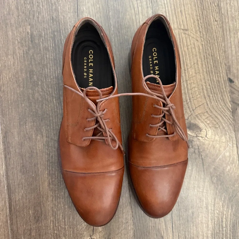 Cole Haan Oxford Mens 10 M British Tan Leather Grand OS Cap Toe C24519